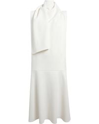 KHAITE - Loell Draped Crepe-Satin Midi Dress - Lyst