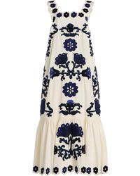 Sea - Catrine Embroidered Cotton Midi Dress - Lyst