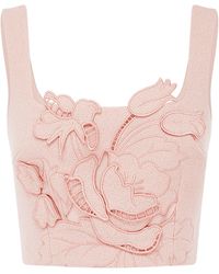 LEO LIN - Vivian Applique Tweed Crop Top - Lyst