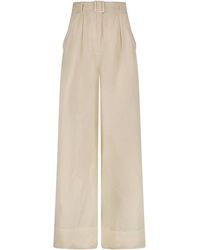 Matthew Bruch - Belted High-waisted Linen-blend Wide-leg Pants - Lyst