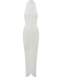 Alex Perry - Turtleneck Ruched Crystal Jersey Column Dress - Lyst