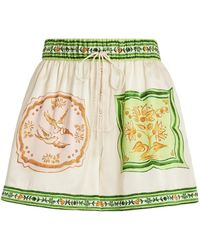 ALÉMAIS - Porcelain Printed Silk-satin Shorts - Lyst