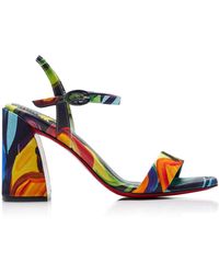 Christian Louboutin - Miss Jane 85Mm Printed Satin Sandals - Lyst