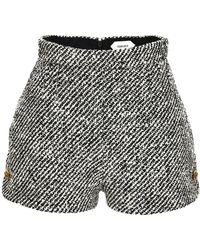 Versace - Wool Boucle Mini Shorts - Lyst