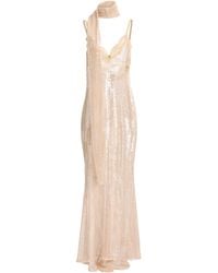 Elie Saab - Sequin Mesh Maxi Dress - Lyst
