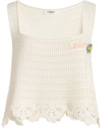 Chloé - Crocheted Organic Cotton Tank Top - Lyst