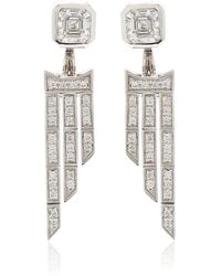 B.P. de Silva Jewellers - One Of A Kind Deco Centennial Twenties 18k White Gold Diamond Earrings - Lyst