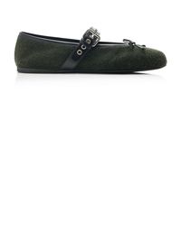 Miu Miu - Buckled Flannel Ballerina Flats - Lyst