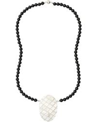 Julietta - Isotta Rhodium-Plated Brass Mother-Of-Pearl And Onyx Necklace - Lyst