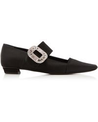 Roger Vivier - Belle Vivier Crystal-Embellished Babies Satin Flats - Lyst