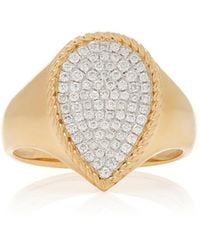 Yvonne Léon - 18k Yellow Gold Diamond Signet Ring - Lyst