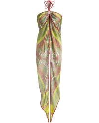 Alexis - Vulcano Draped Twill Halter Top - Lyst