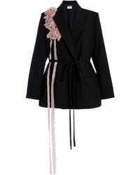 Erdem - Embellished Belted Wool Blazer - Lyst