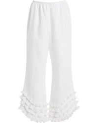 Posse - Florence Ruffled Linen Pants - Lyst