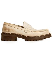 Golden Goose - Jerry Rock Studded Distressed Leather Loafers - Lyst