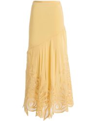 Ulla Johnson - Oona Embroidered Silk Crepe De Chine Midi Skirt - Lyst