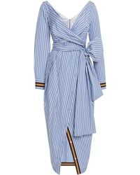 Dries Van Noten - Dolada Striped-cotton Midi Wrap Dress - Lyst