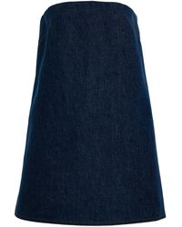 green emerald velvet dress Self-Portrait Flared Denim Mini Dress main image 0