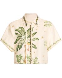 Agua Bendita - Linen Embroidered Palm Print Shirt - Lyst