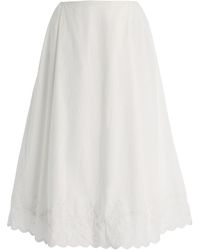 Posse - Exclusive Lois Broderie Anglaise Cotton Midi Skirt - Lyst