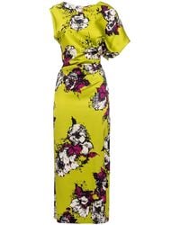 DES_PHEMMES - One-Shoulder Printed Stretch-Satin Midi Dress - Lyst