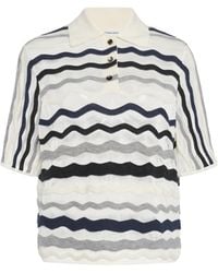 Bottega Veneta - Wavy-Knit Cotton-Blend Polo Top - Lyst