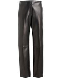 KHAITE - Mita Plonge Leather Straight-Leg Pants - Lyst