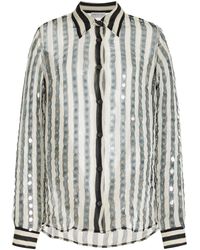 Dries Van Noten - Chowy Sequined Striped-silk Shirt - Lyst