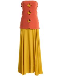 Anna Quan Aelin Strapless Brocade Midi Dress in White | Lyst