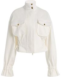Sergio Hudson - Silk Faille Cropped Utility Jacket - Lyst