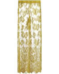 Evangelista Lingerie - Catherine Cotton-Blend Leavers Lace Pajama Pants - Lyst