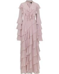 Aquillora - Innocence Ruffled Chiffon Maxi Dress - Lyst