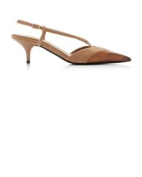 Miu Miu - Leather-Detailed Flannel Slingback Pumps - Lyst