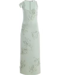 Oscar de la Renta - Embroidered Virgin-Wool Midi Dress - Lyst