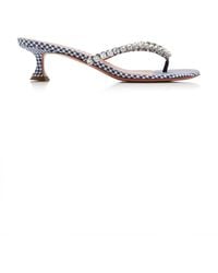 AMINA MUADDI - Gigi Crystal Gingham Thong Sandals - Lyst
