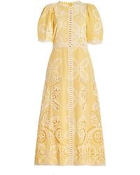 Sea - Liat Embroidered Cotton-flex Midi Dress - Lyst