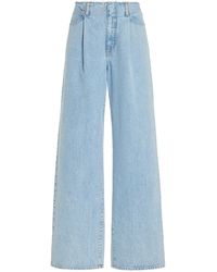 SLVRLAKE Denim - Kennedy Pleated Rigid High-rise Wide-leg Jeans - Lyst
