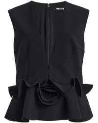 ROTATE BIRGER CHRISTENSEN - Flower V-neck Crepe Top - Lyst