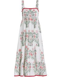 Juliet Dunn - Floral-print Tie-detailed Cotton Midi Dress - Lyst