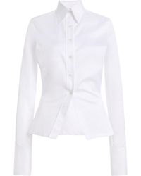 Brandon Maxwell - The Ceci Split-Hem Satin-Cotton Button-Down Shirt - Lyst