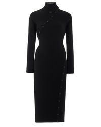 Courreges - Buttoned Ribbed Knit Midi Dress - Lyst
