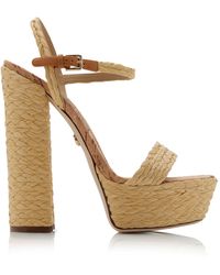 Dolce & Gabbana - Raffia Platform Sandals - Lyst