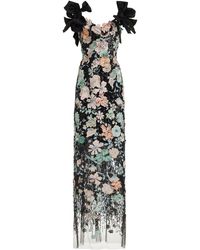 Marchesa Embroidered Off-the-shoulder Maxi Dress - White