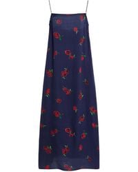 KHAITE - Sicily Printed Silk Midi Dress - Lyst