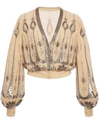 Valentino Garavani - Embroidered Georgette Top - Lyst