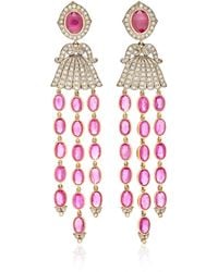 Amrapali - One Of A Kind 14k Gold, Ruby And Diamond Earrings - Lyst