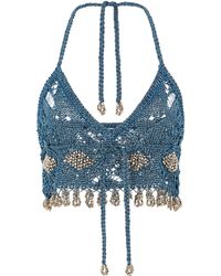 Rabanne - Embellished Metallic Knit Top - Lyst