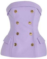 Sergio Hudson - Double-Breasted Wool Bustier Top - Lyst