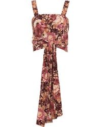 Chloé - Tie-Detailed Organic Silk Crepe De Chine Crop Top - Lyst