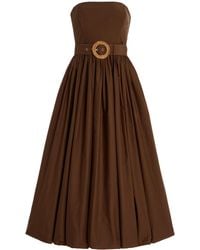 Cara Cara - Anisha Belted Strapless Linen Bubble-hem Midi Dress - Lyst